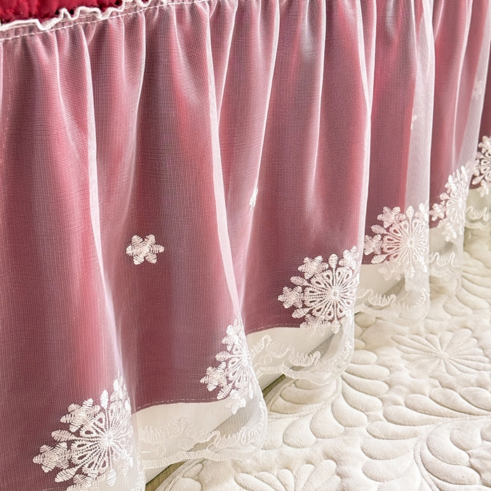 91家纺网 家纺一手货源 找家纺 2026春夏新款ins风小清新AB版法式云朵棉木棉床盖款四件套 玫瑰庄园