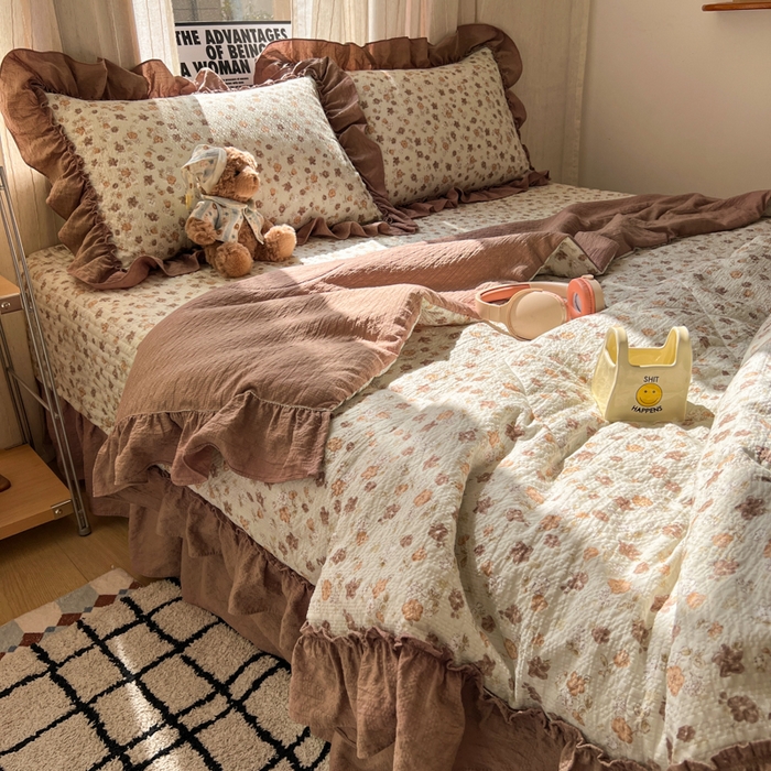 91家纺网 家纺一手货源 找家纺 欧尚 2026新款床盖款花边夏被四件套 典雅