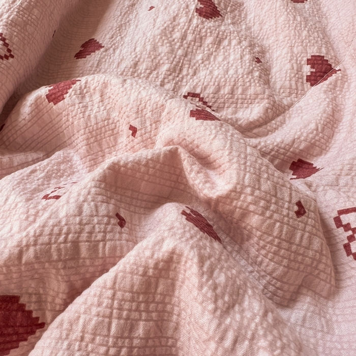 91家纺网 家纺一手货源 找家纺 欧尚 2026新款床盖款花边夏被四件套 朦胧粉红