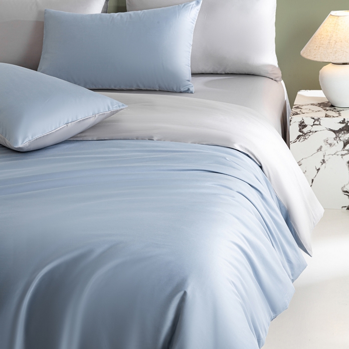 91家纺网 家纺一手货源 找家纺 （总）憨豆家纺 2026新款全棉60s四件套纯色贡缎纯棉被套床笠款三件套长绒棉被套