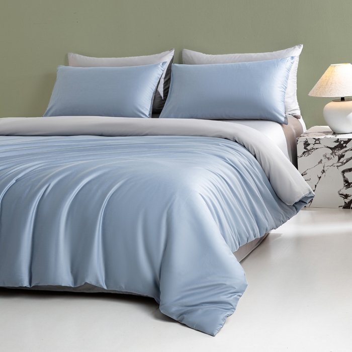 91家纺网 家纺一手货源 找家纺 （总）憨豆家纺 2026新款全棉60s四件套纯色贡缎纯棉被套床笠款三件套长绒棉被套