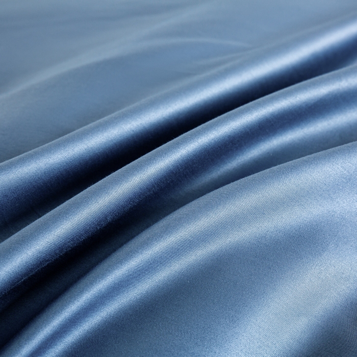 91家纺网 家纺一手货源 找家纺 憨豆家纺 2026新款全棉60s四件套纯色贡缎纯棉被套床笠款三件套长绒棉被套 宾利蓝