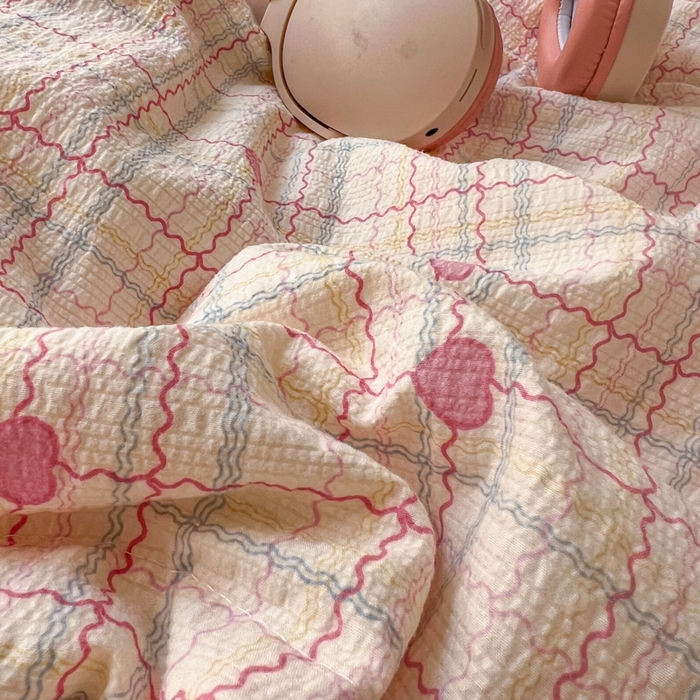 91家纺网 家纺一手货源 找家纺 欧尚 2026新款床盖款花边夏被四件套 予诗粉