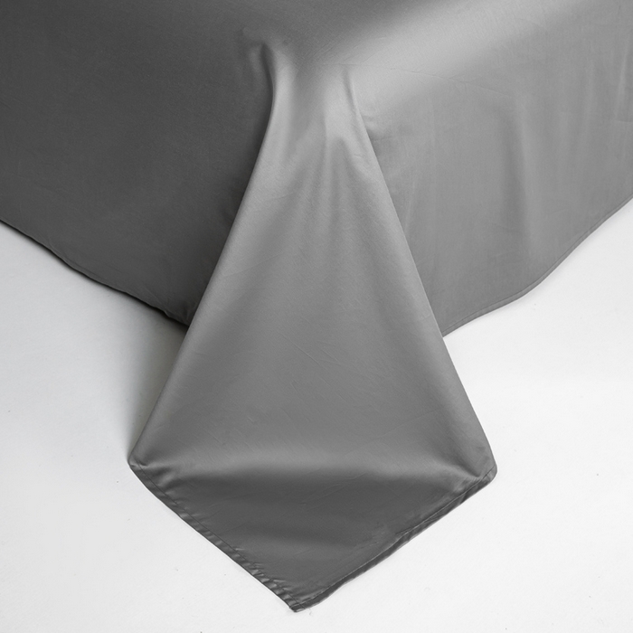 91家纺网 家纺一手货源 找家纺 憨豆家纺 2026新款全棉60s四件套纯色贡缎纯棉被套床笠款三件套长绒棉被套 高级灰