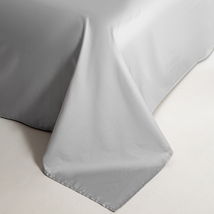 91家纺网 家纺一手货源 找家纺 憨豆家纺 2026新款全棉60s四件套纯色贡缎纯棉被套床笠款三件套长绒棉被套 高级灰+冰川灰