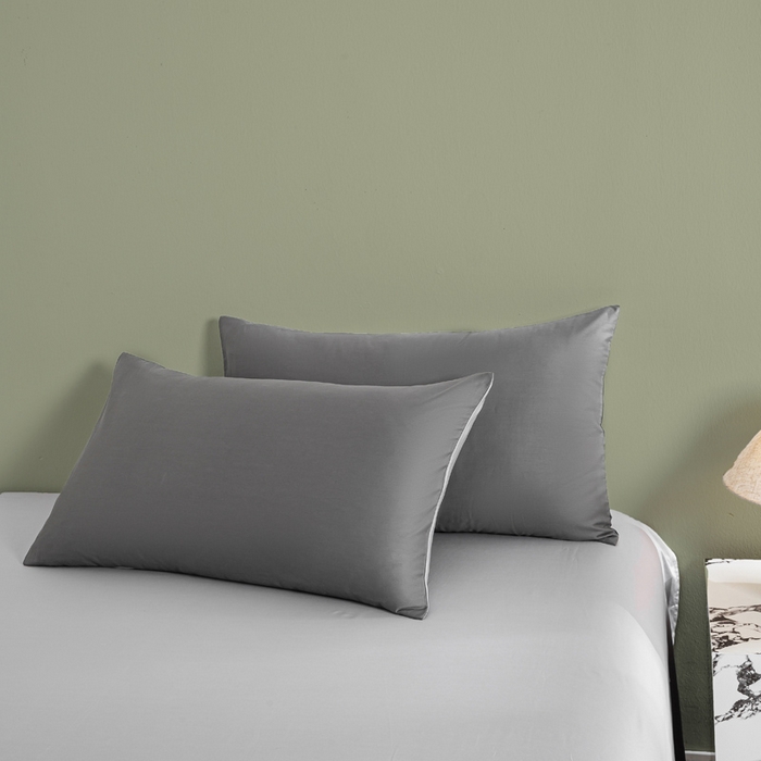 91家纺网 家纺一手货源 找家纺 憨豆家纺 2026新款全棉60s四件套纯色贡缎纯棉被套床笠款三件套长绒棉被套 高级灰+冰川灰