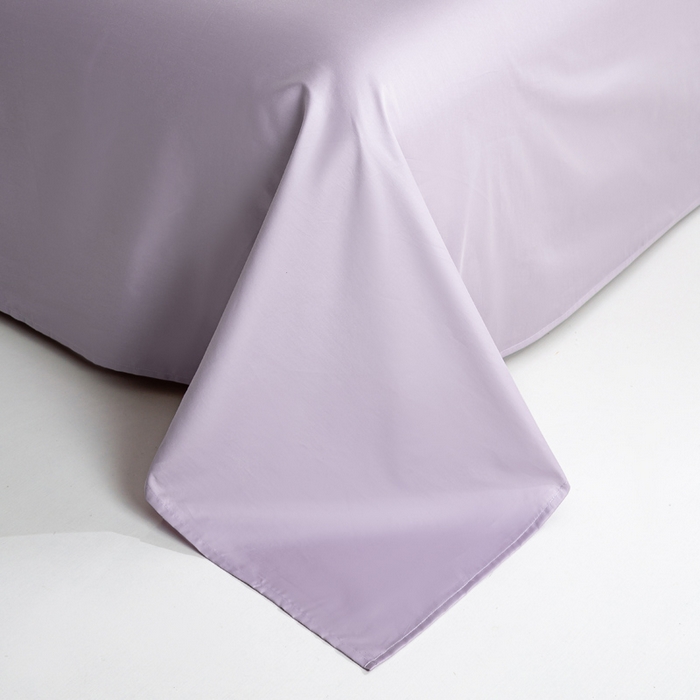 91家纺网 家纺一手货源 找家纺 憨豆家纺 2026新款全棉60s四件套纯色贡缎纯棉被套床笠款三件套长绒棉被套 梦幻紫