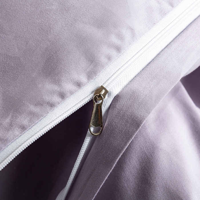 91家纺网 家纺一手货源 找家纺 憨豆家纺 2026新款全棉60s四件套纯色贡缎纯棉被套床笠款三件套长绒棉被套 梦幻紫