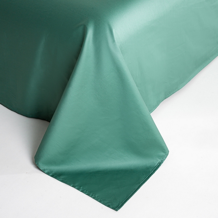 91家纺网 家纺一手货源 找家纺 憨豆家纺 2026新款全棉60s四件套纯色贡缎纯棉被套床笠款三件套长绒棉被套 墨绿