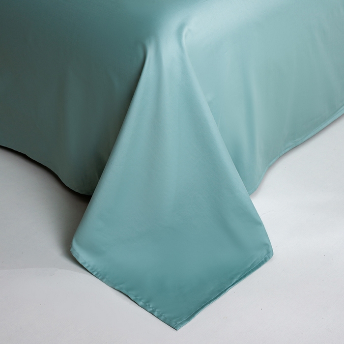 91家纺网 家纺一手货源 找家纺 憨豆家纺 2026新款全棉60s四件套纯色贡缎纯棉被套床笠款三件套长绒棉被套 奶昔白+薄荷绿