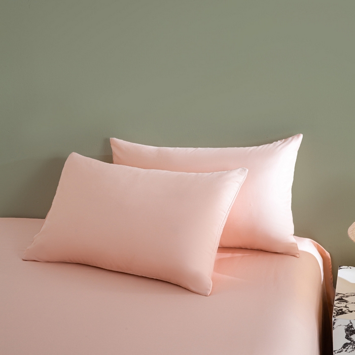 91家纺网 家纺一手货源 找家纺 憨豆家纺 2026新款全棉60s四件套纯色贡缎纯棉被套床笠款三件套长绒棉被套 樱花粉