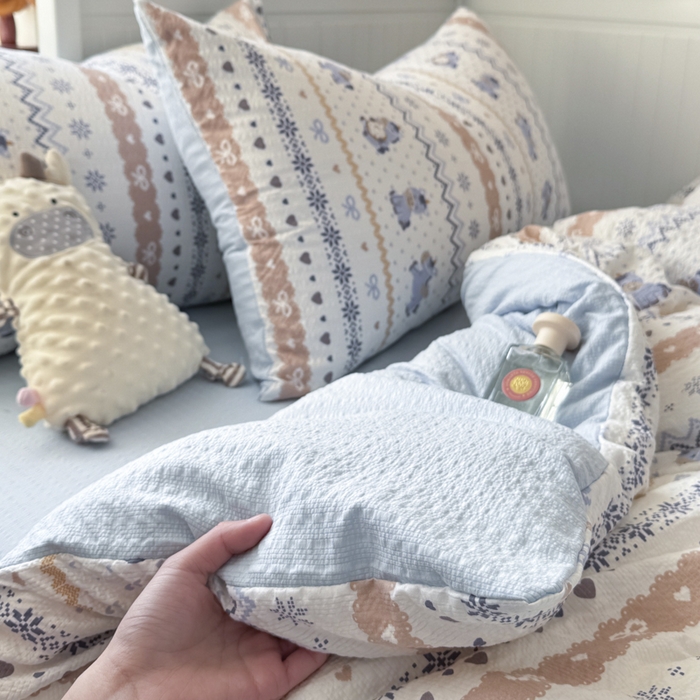 91家纺网 家纺一手货源 找家纺 赛琳 2026新款春夏款泡芙纱双层纱加厚费尔岛系列四件套（有买家秀） 费尔岛木马