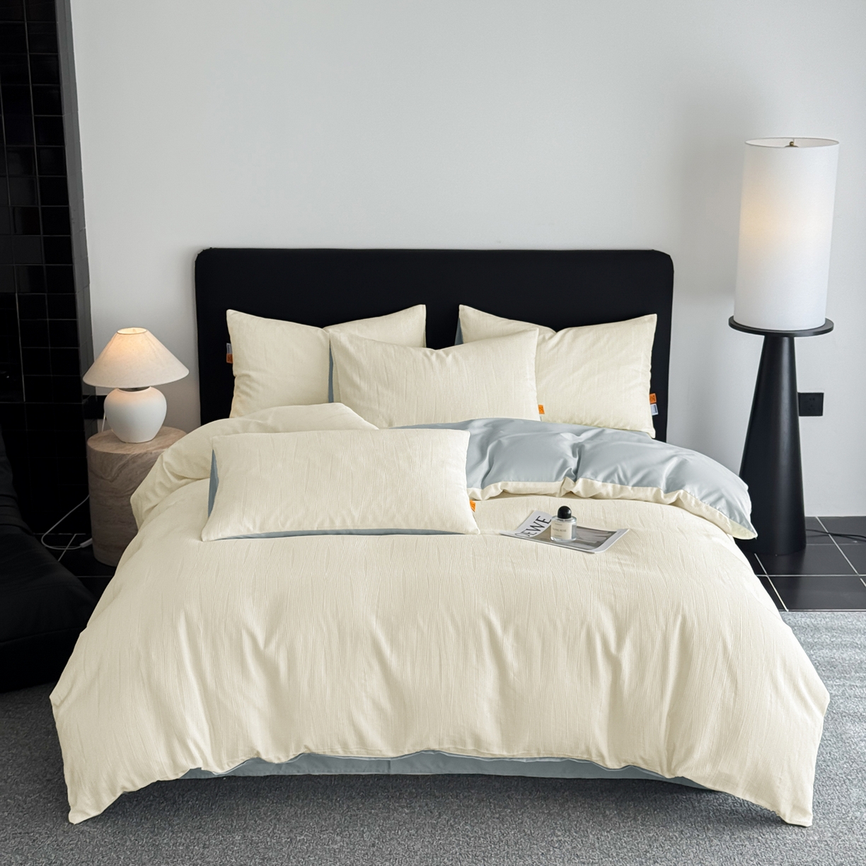 91家纺网 家纺一手货源 找家纺 简宜家居（朝初家纺） 2026新款四季40支全棉提花纯棉四件套--彩绘系列 素缕-留白