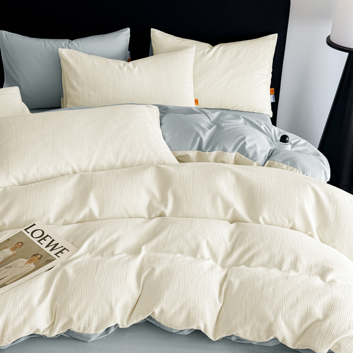 91家纺网 家纺一手货源 找家纺 简宜家居（朝初家纺） 2026新款四季40支全棉提花纯棉四件套--彩绘系列 素缕-留白