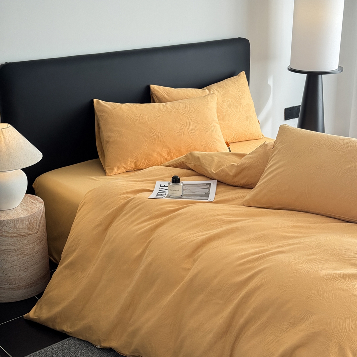 91家纺网 家纺一手货源 找家纺 简宜家居（朝初家纺） 2026新款四季40支全棉提花纯棉四件套--彩绘系列 彩绘-橘光