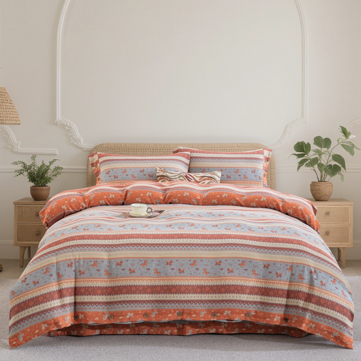 91家纺网 家纺一手货源 找家纺 （总）2026新款一花三色全棉色织提花双层纱AA版纽扣款-马上加薪