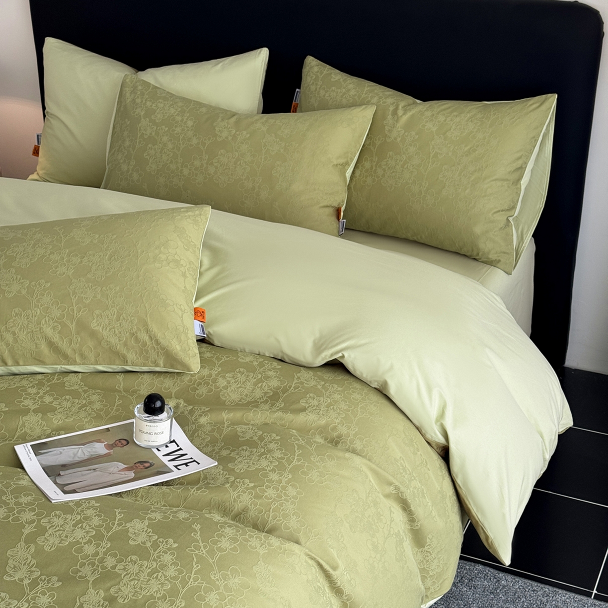 91家纺网 家纺一手货源 找家纺 简宜家居（朝初家纺） 2026新款四季40支全棉提花纯棉四件套--彩绘系列 青枝-梅影