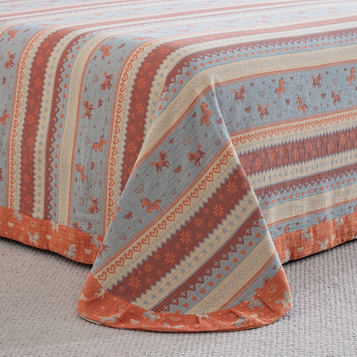 91家纺网 家纺一手货源 找家纺 （总）2026新款一花三色全棉色织提花双层纱AA版纽扣款-马上加薪