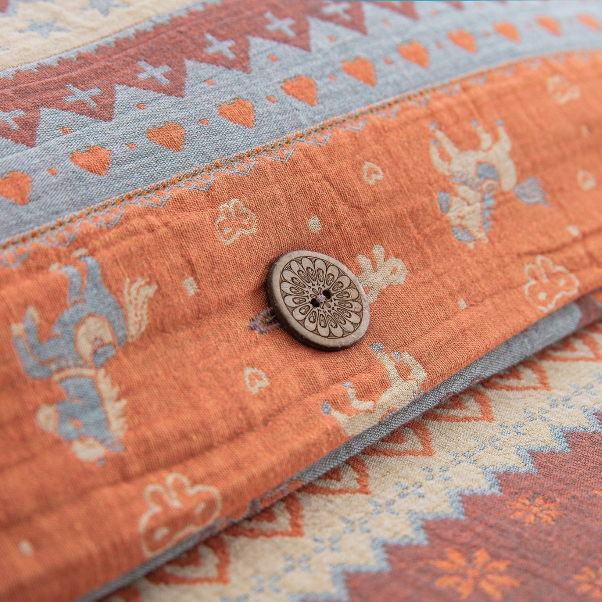 91家纺网 家纺一手货源 找家纺 （总）2026新款一花三色全棉色织提花双层纱AA版纽扣款-马上加薪