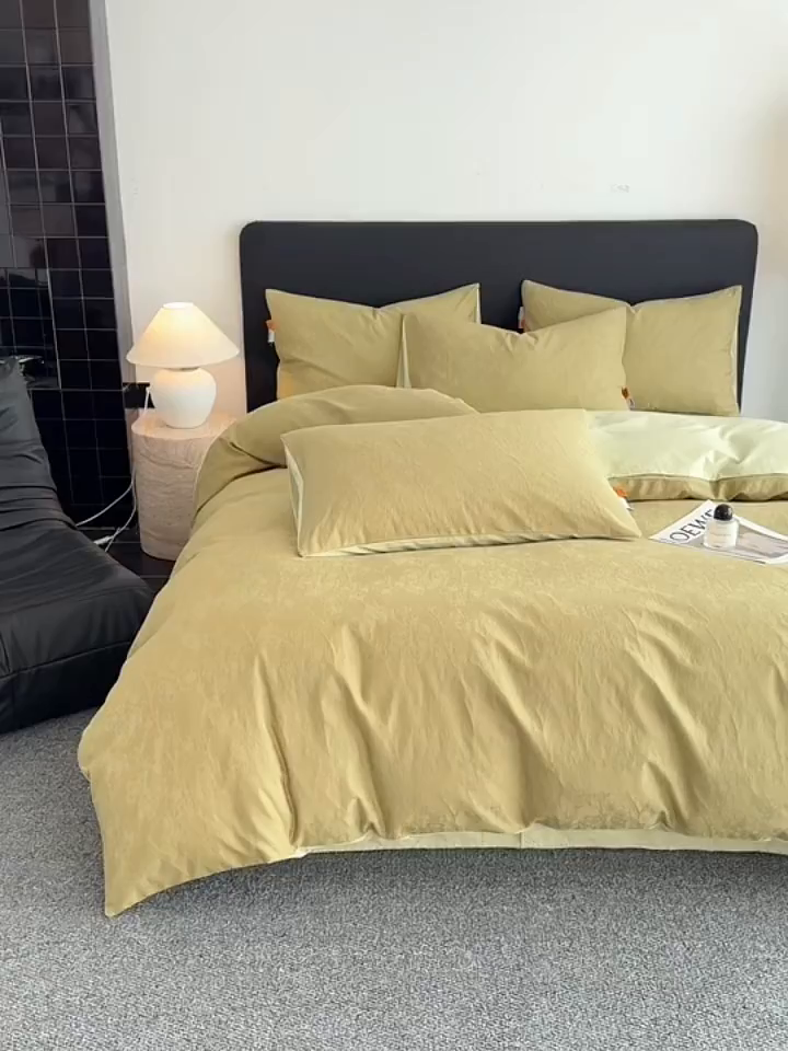 91家纺网 家纺一手货源 找家纺 简宜家居（朝初家纺） 2026新款四季40支全棉提花纯棉四件套--彩绘系列 青枝-梅影