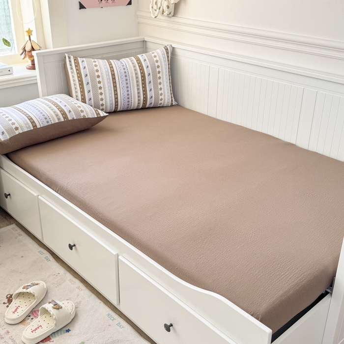 91家纺网 家纺一手货源 找家纺 赛琳 2026新款春夏款泡芙纱双层纱加厚费尔岛系列四件套（有买家秀） 小鹿织棉