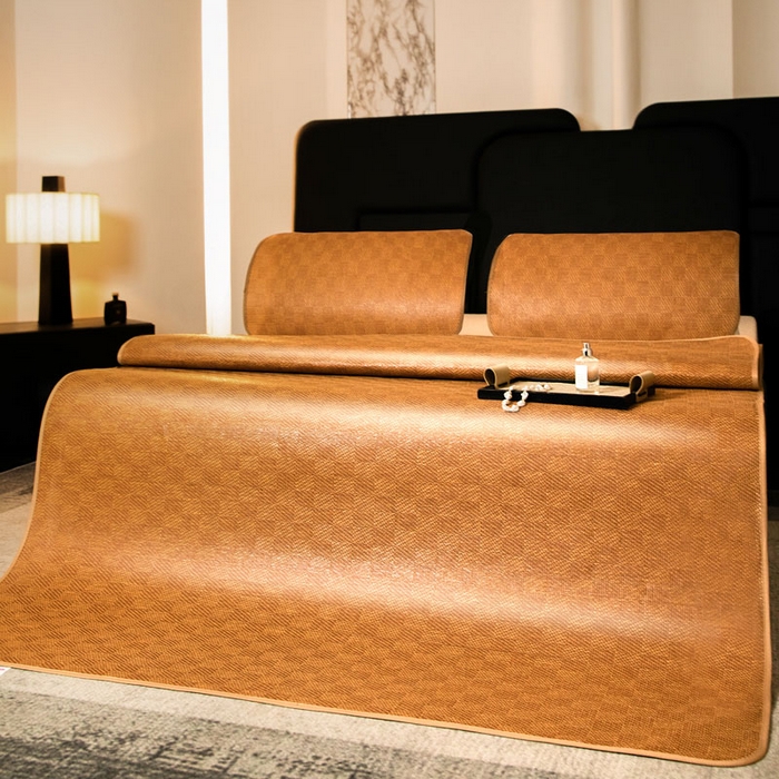 91家纺网 家纺一手货源 找家纺 步步高席业 2026新款压光藤席 单面压光-格子款