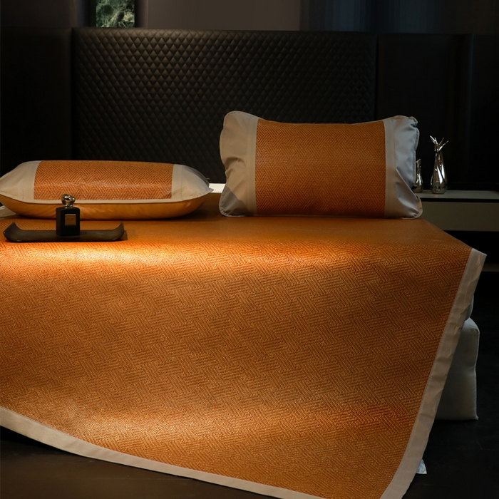 91家纺网 家纺一手货源 找家纺 步步高席业 2026新款天然藤席冰丝席-双面藤席 饼干花