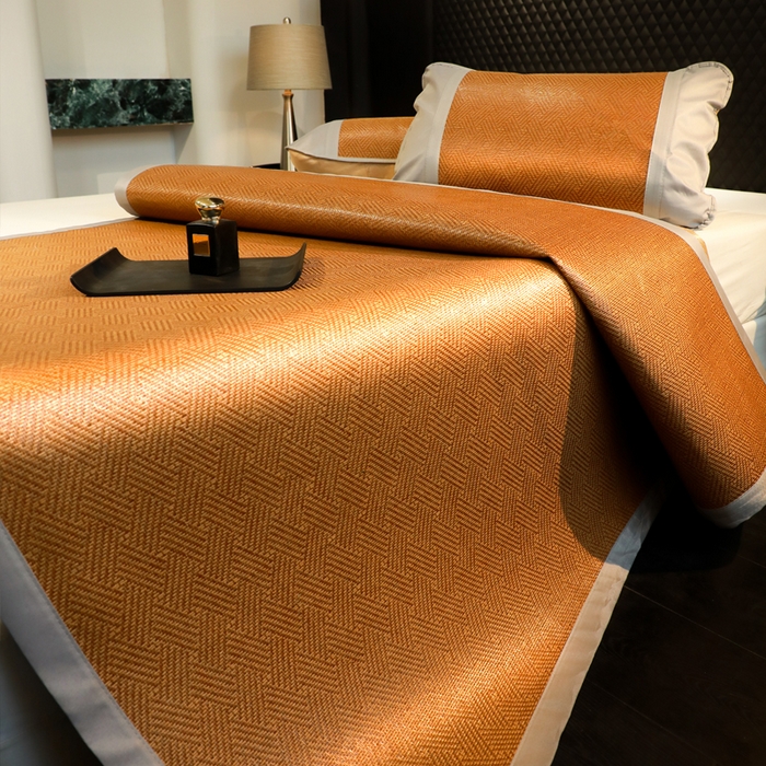 91家纺网 家纺一手货源 找家纺 步步高席业 2026新款天然藤席冰丝席-双面藤席 饼干花