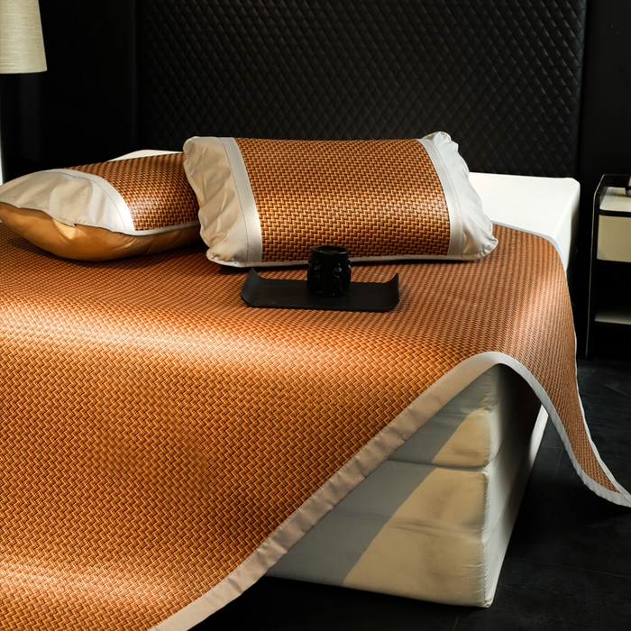 91家纺网 家纺一手货源 找家纺 步步高席业 2026新款天然藤席冰丝席-双面藤席 三色步步高