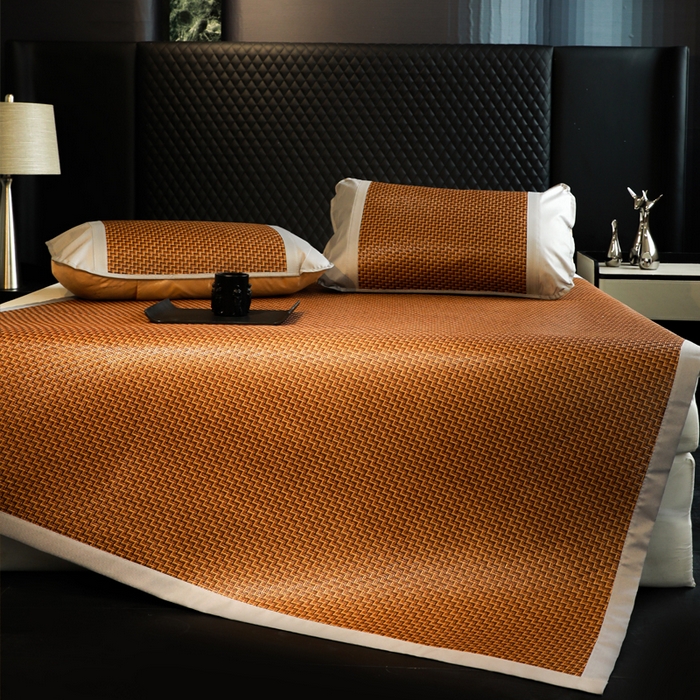 91家纺网 家纺一手货源 找家纺 步步高席业 2026新款天然藤席冰丝席-双面藤席 三色步步高