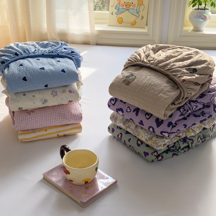 91家纺网 家纺一手货源 找家纺 （总）赛琳 2026新款泡芙纱床笠系列单床笠床笠单件（有买家秀）