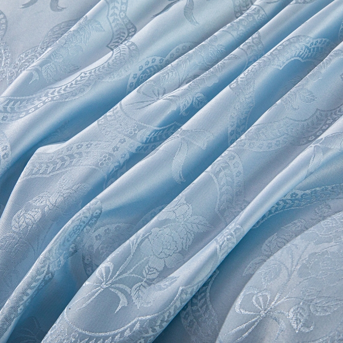 91家纺网 家纺一手货源 找家纺 畅畅家纺 2026春夏新款高档轻奢水洗真丝提花四件套夏天纯色床单床笠 花镜-水清兰