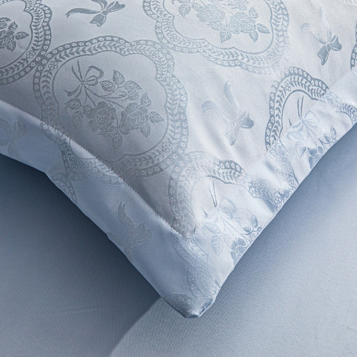 91家纺网 家纺一手货源 找家纺 畅畅家纺 2026春夏新款高档轻奢水洗真丝提花四件套夏天纯色床单床笠 花镜-水清兰