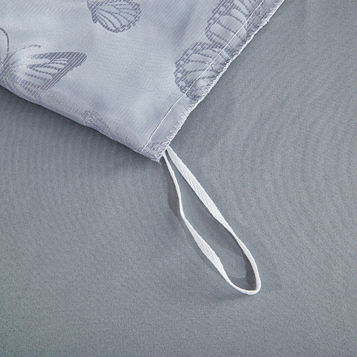 91家纺网 家纺一手货源 找家纺 畅畅家纺 2026春夏新款高档轻奢水洗真丝提花四件套夏天纯色床单床笠 蝶之恋-浅云灰