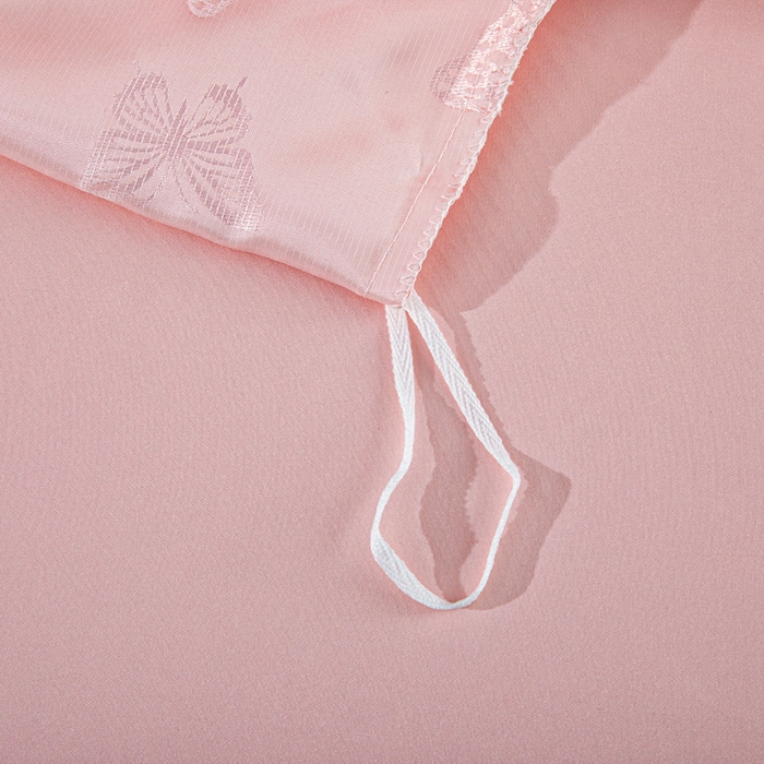 91家纺网 家纺一手货源 找家纺 畅畅家纺 2026春夏新款高档轻奢水洗真丝提花四件套夏天纯色床单床笠 蝶之恋-雅玉