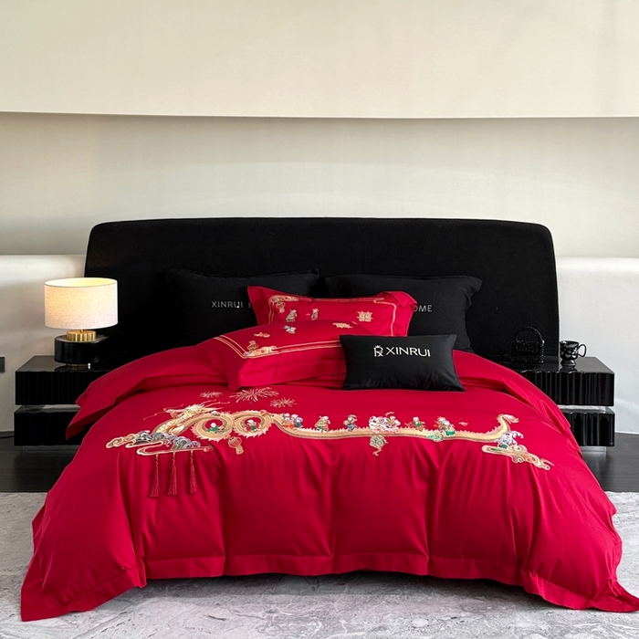 （总）蕾诺家纺 2026新款100支高定婚庆系列四件套-百子戏园