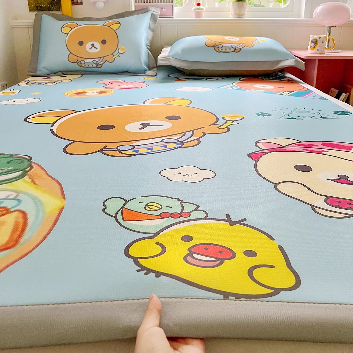 91家纺网 家纺一手货源 找家纺 （总）KT猫直营店 2026新款数码卡通印花凉感冰丝软凉席席子