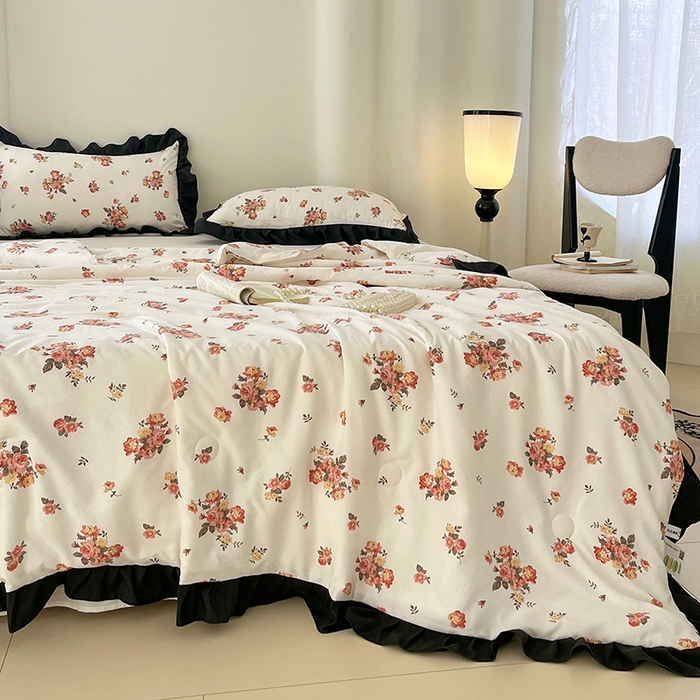 91家纺网 家纺一手货源 找家纺 vip被业 2026新款新疆棉花双层纱皱皱纱法式赫本风韩版小香ins风空调夏被 白露晨曦