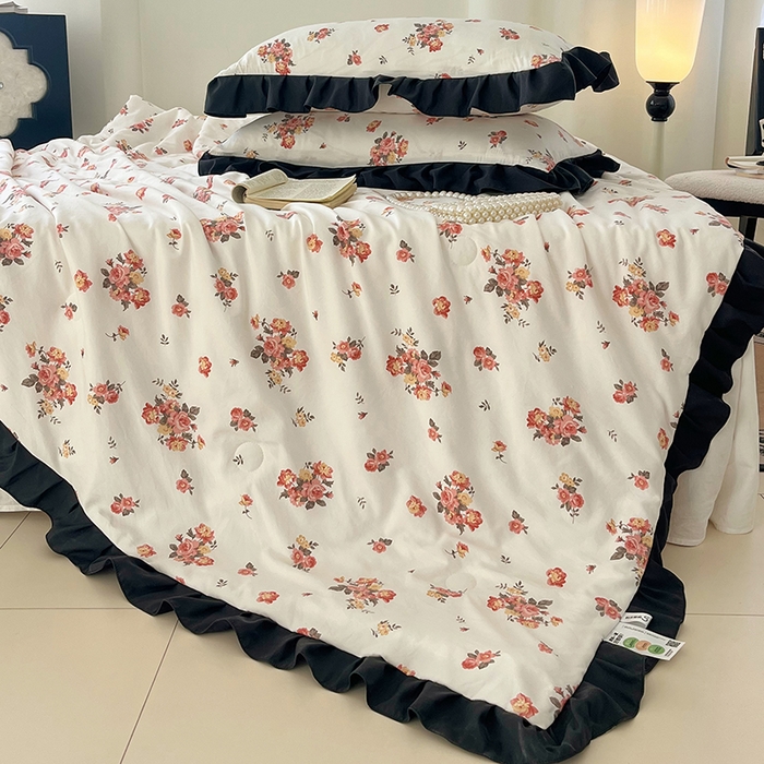 91家纺网 家纺一手货源 找家纺 vip被业 2026新款新疆棉花双层纱皱皱纱法式赫本风韩版小香ins风空调夏被 白露晨曦