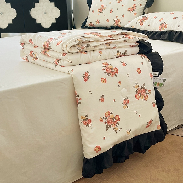 91家纺网 家纺一手货源 找家纺 vip被业 2026新款新疆棉花双层纱皱皱纱法式赫本风韩版小香ins风空调夏被 白露晨曦