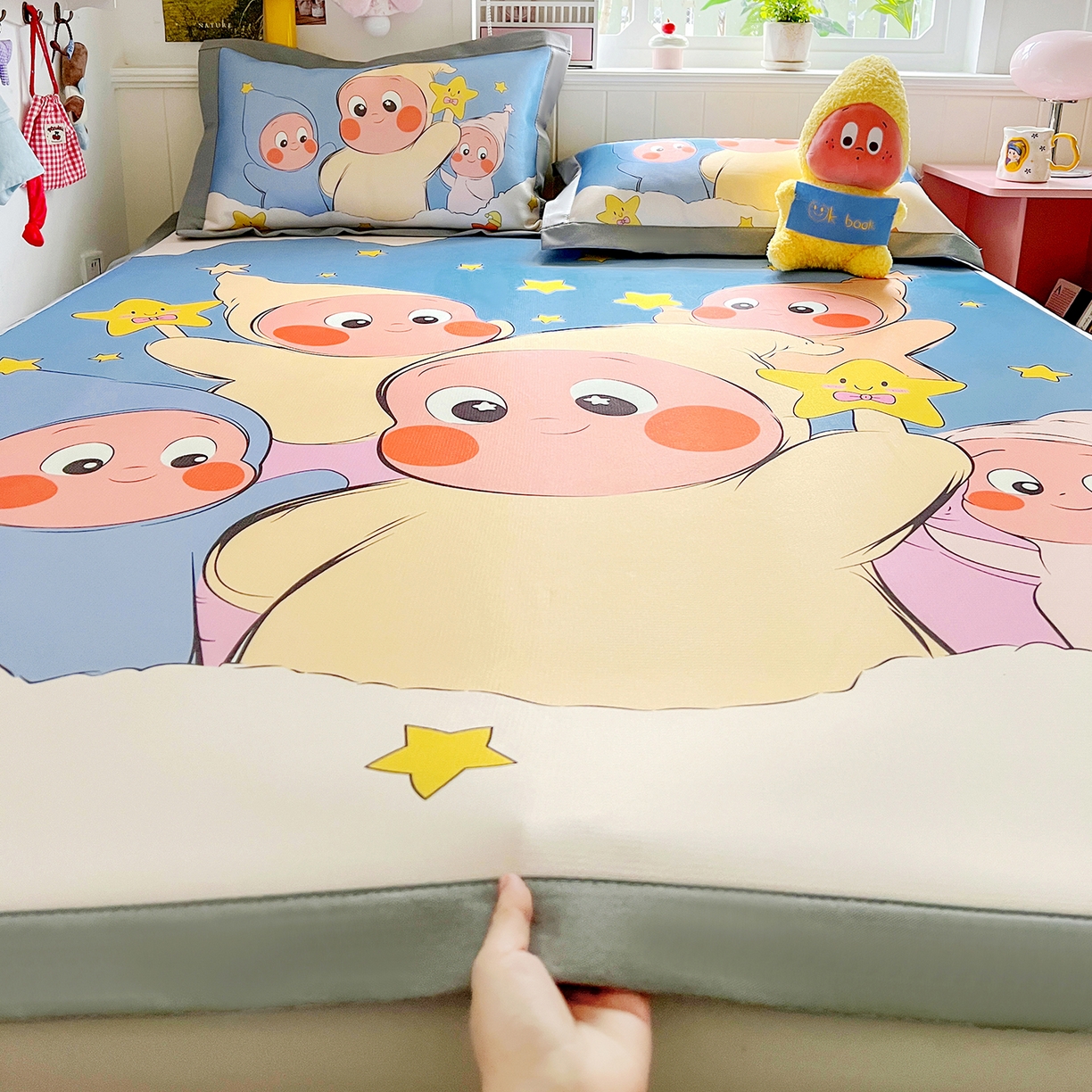 91家纺网 家纺一手货源 找家纺 （总）KT猫直营店 2026新款数码卡通印花凉感冰丝软凉席席子