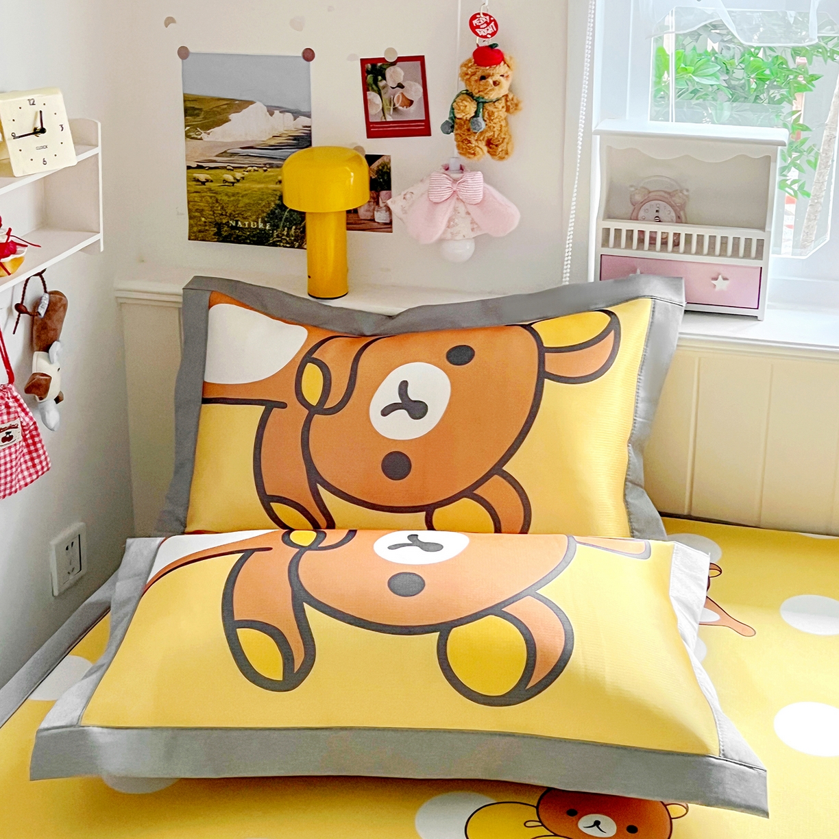 91家纺网 家纺一手货源 找家纺 KT猫直营店 2026新款数码卡通印花凉感冰丝软凉席席子 波点熊-席