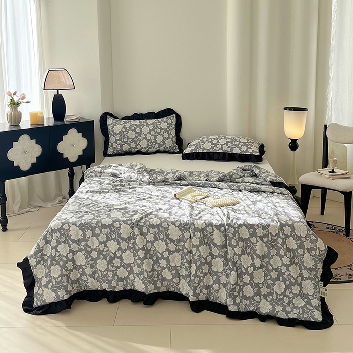 vip被业 2026新款新疆棉花双层纱皱皱纱法式赫本风韩版小香ins风空调夏被 芳华一梦