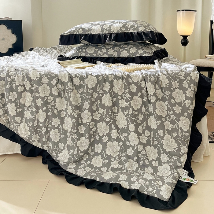 91家纺网 家纺一手货源 找家纺 vip被业 2026新款新疆棉花双层纱皱皱纱法式赫本风韩版小香ins风空调夏被 芳华一梦