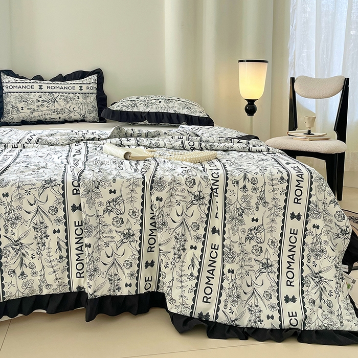 91家纺网 家纺一手货源 找家纺 vip被业 2026新款新疆棉花双层纱皱皱纱法式赫本风韩版小香ins风空调夏被 黑耀秘境