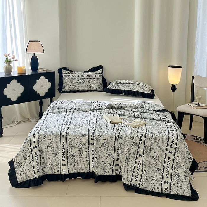 vip被业 2026新款新疆棉花双层纱皱皱纱法式赫本风韩版小香ins风空调夏被 黑耀秘境