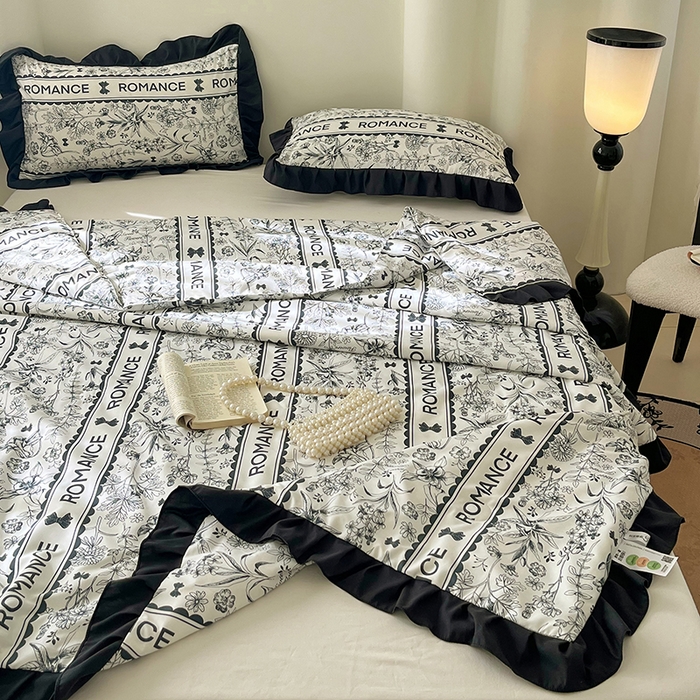 91家纺网 家纺一手货源 找家纺 vip被业 2026新款新疆棉花双层纱皱皱纱法式赫本风韩版小香ins风空调夏被 黑耀秘境