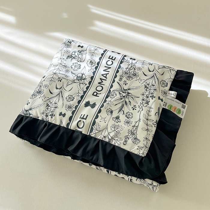 91家纺网 家纺一手货源 找家纺 vip被业 2026新款新疆棉花双层纱皱皱纱法式赫本风韩版小香ins风空调夏被 黑耀秘境