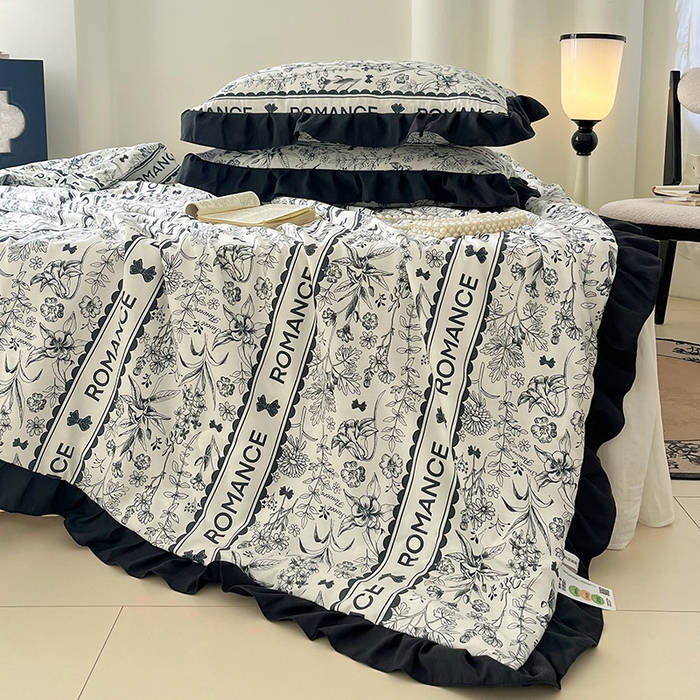 91家纺网 家纺一手货源 找家纺 vip被业 2026新款新疆棉花双层纱皱皱纱法式赫本风韩版小香ins风空调夏被 黑耀秘境