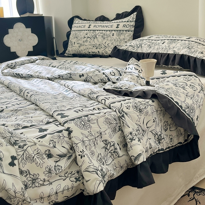 91家纺网 家纺一手货源 找家纺 vip被业 2026新款新疆棉花双层纱皱皱纱法式赫本风韩版小香ins风空调夏被 黑耀秘境